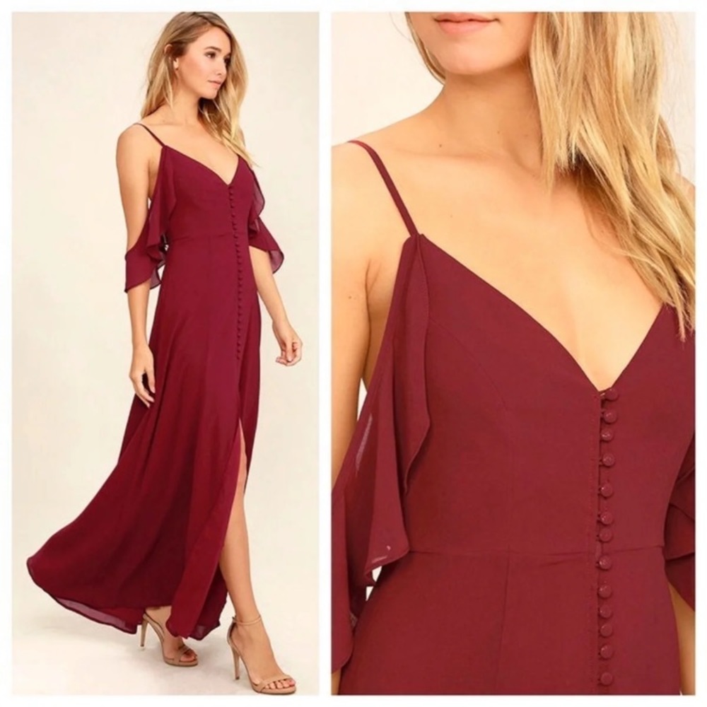 Lulus You Found Me Maxi Dress Burgundy